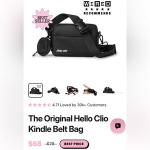 Hello Clio Original Black Kindle Purse Bag